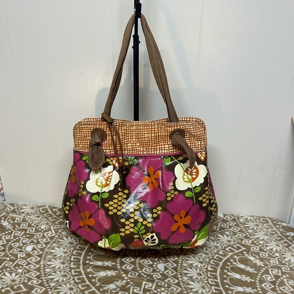 Fossil Key Per Floral leather Shoulder Bag Purse Tote Retro Hobo Shopper - Picture 1 of 11